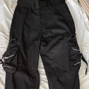 Off-White: Straight-Leg Cargo Trousers in Black